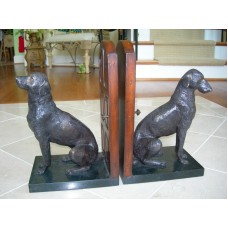 Maitland Smith Pair of Aged Regency Dark Bronze Brass Dog Bookends   371529220696